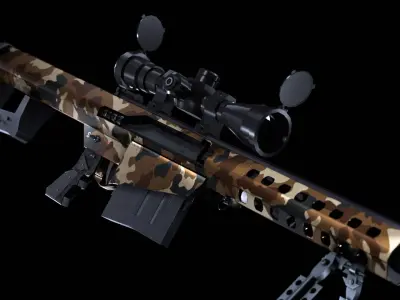 M107a1 Barrett Sniper Rifle Low-poly 3D model