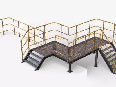 Modular Industrial Walkway Low-poly 3D model
