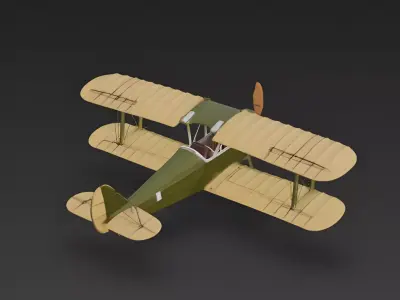Classic WWI Biplane Fighter 3D Model Low-poly 3D model