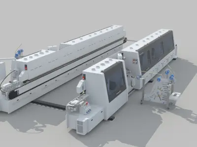 Heavy duty high-speed double end edge banding machine 3D model