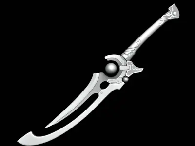 Simple lowpoly fantasy sword modeling Low-poly 3D model 7