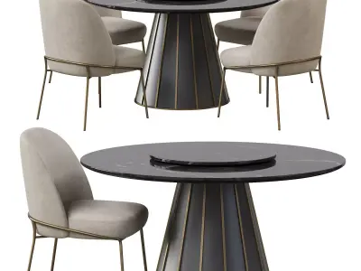 CLEOPATRA ROUND MARBLE DINING TABLE and Astrud Dining Chair 3D model