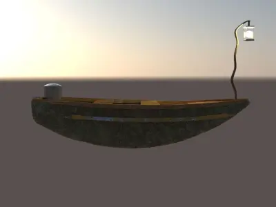 Ship 3D Model boat with lamp Low-poly 3D model