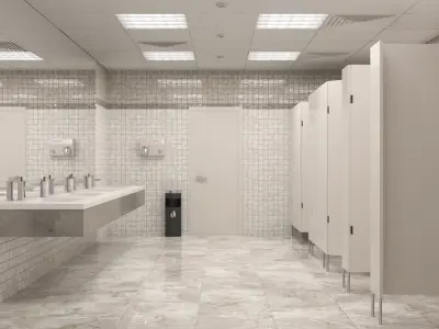 Public Bathroom Interior Scene 3D model