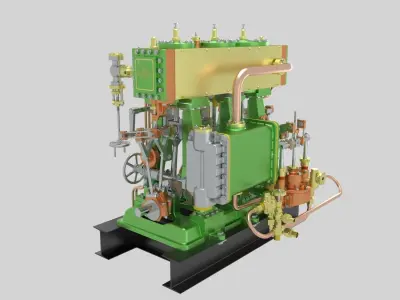 Triple expansion marine steam engine 3D model