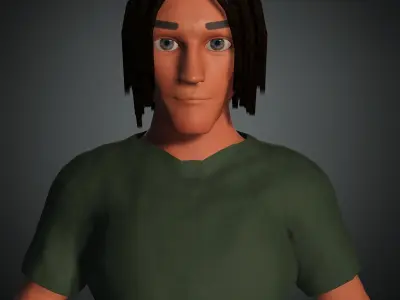 Army Cartoon Military African Boy Character  3D model