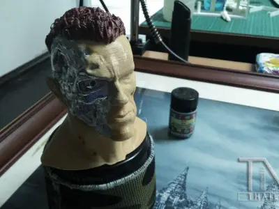 ARNOLD T2 STYLE BATTLE DAMAGED TERMINATOR INSPIRITED BUST 3D print model