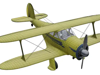 Beechcraft Model 17 Staggerwing Low-poly 3D model purchase