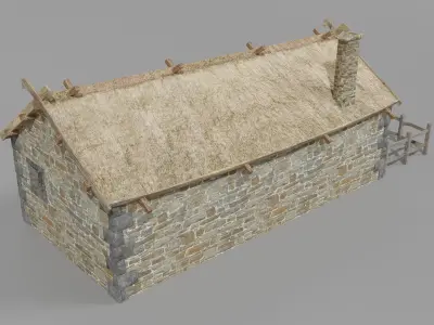 Medieval house Low-poly 3D model 6