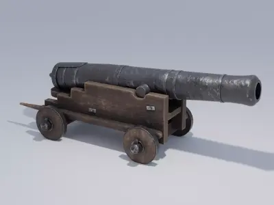 Old Cannon with 4K and 2K Textures Low-poly 3D model