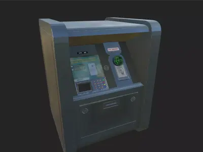 Realistic ATM Machine 3D Model With Textures Game Ready  Low-poly 3D model