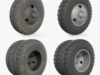 Truck and Bus Wheels Set Low-poly 3D model