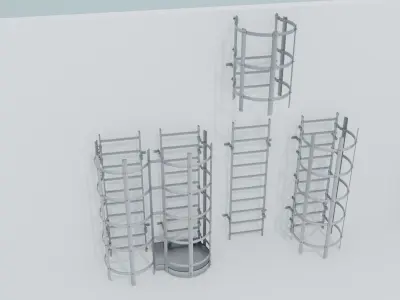 Steel Roof Access Ladder - 12 Items Puzzle Low-poly 3D model