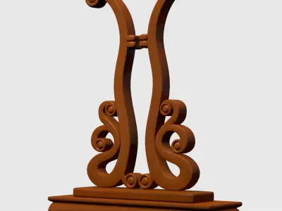 Chinese Traditional Palace Hand Fan Wooden Stand Low-poly 3D model