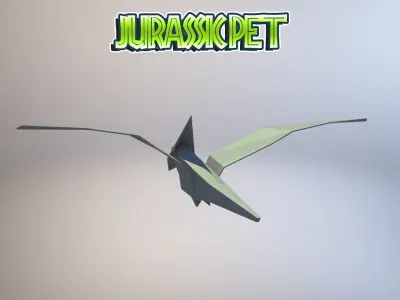 Pterodactylus origami bird Low-poly 3D model