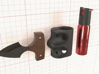 Pepper spray knife Low-poly 3D model