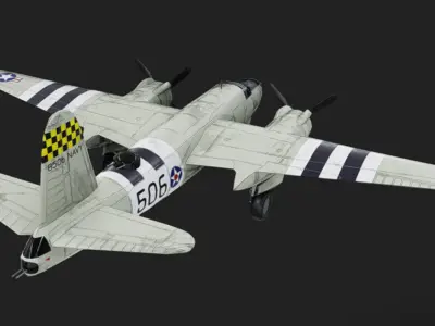 Martin B-26 Marauder Low-poly 3D model