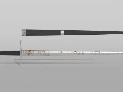 Longsword sword and dagger Low-poly 3D model