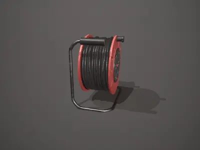 Black and Red Extension Cable Low-poly 3D model
