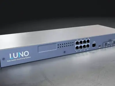 Rackmount Data Center Monitoring System Low-poly 3D model