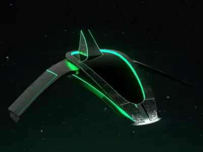Futuristic spaceship with 4 different materials 4k Low-poly 3D model