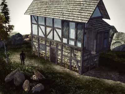 High Quality Medieval house - Building G Low-poly 3D model