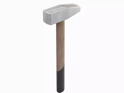 Wooden Industrial Hammer 01 Low-poly 3D model