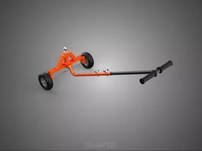 DUAL 2 WHEELS TRAILER CART HAND DOLLY JACK MOVING TOW BALL HITCH 3D model