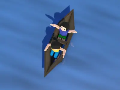 Cartoon Origami Animated Boat 3D model