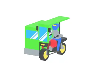 Low-poly Tricycle Free 3D model