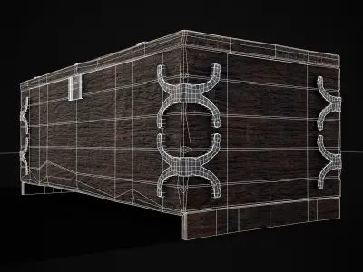 Old Wooden Strong Box Low-poly 3D model