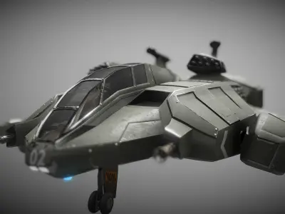 Sci-fi Futuristic Heavy Assault Fighter Low-poly 3D model