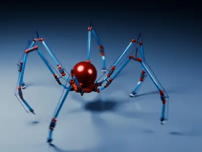 Spider robot - Rigged and animated Low-poly 3D model
