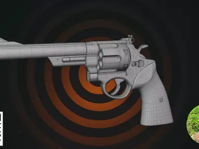 Classic Magnum Revolver - Wood Grip Edition 3D model