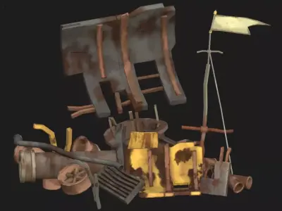 Stylized Metal structures asset pack 02 Low-poly 3D model Low-poly 3D model