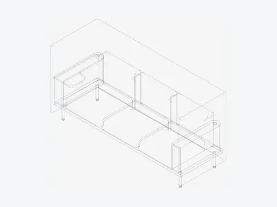 Sofa - Contemporary - Flame - - Work Shelf - Left Low-poly 3D model