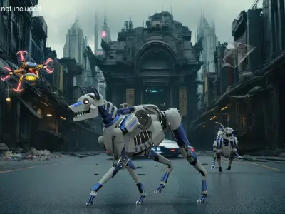 Futuristic Police Robot Dog Walking Pose 3D model
