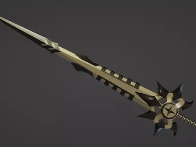 fantasy golden sword Free low-poly 3D model