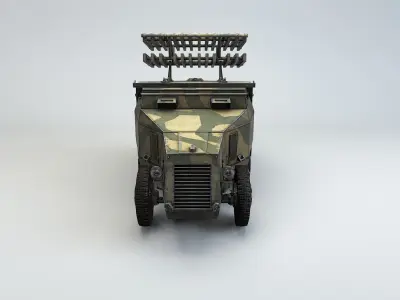 Low Poly 8 cm Raketen Vielfachwerfer auf Fahrgestell Zgkw S303 f Low-poly 3D model