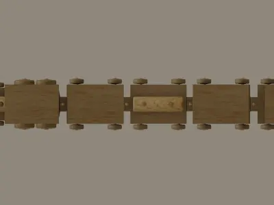 Wooden Toy Train 3D model 2