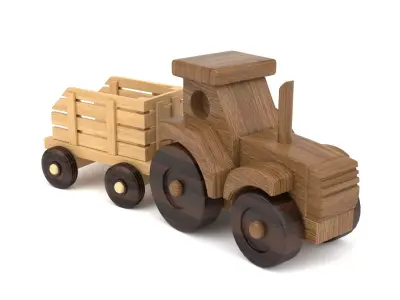 Wooden toy tractor 10 3D model