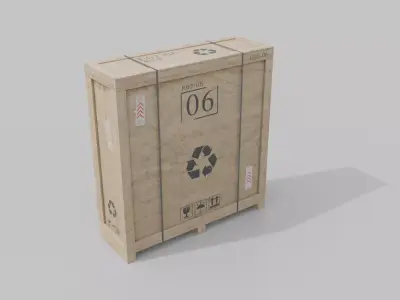 Extra Tall Narrow Wooden Crate - Customizable Shipping Box Low-poly 3D model
