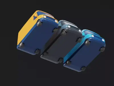 Delivery Van Stylized Blue Prime Yellow 3D Model Pack