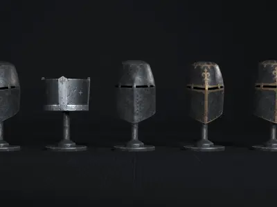 Medieval Helmet Pack 01 Low-poly 3D model