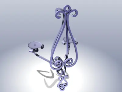 Candles support 2x with ornaments with forged wrought metal 3D model