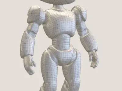 Cartoon Female Robot Character - Stylized 3D Model in T-Pose Low-poly 3D model