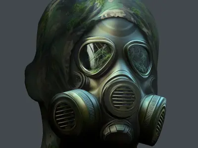 Gas mask helmet 3d model military combat Low-poly Low-poly 3D model 4