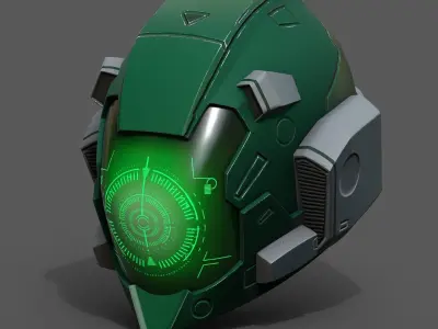 Helmet combat military Scifi fantasy space robot cyborg armor  Low-poly 3D model