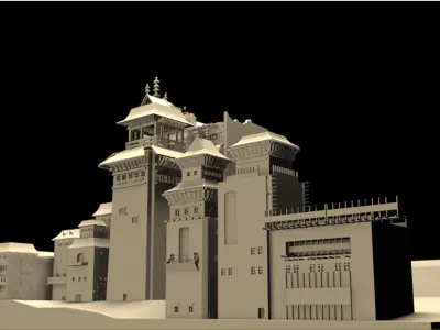 japanese  style castle kingdom Low-poly 3D model
