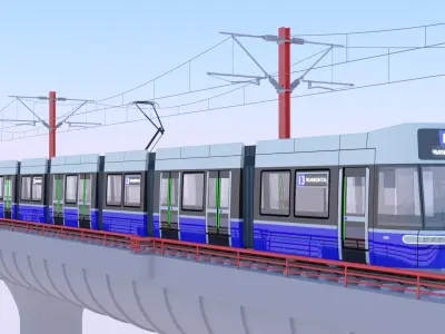 Bridge with Zurich tram 3D model